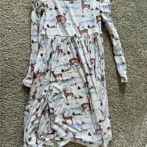 Posh Peanut Cream Dress with Brown Deer Print